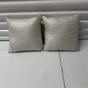 *SET* Crate & Kids silver striped accent pillows